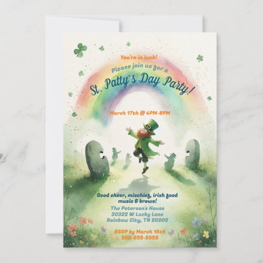 Schattigee Rainbow Irish Jig St. Patrick's Day Par Kaart (Voorkant)