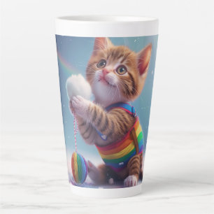Schattigee Rainbow Kat digitale kunst Latte Mok