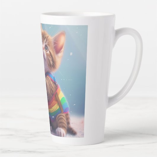 Schattigee Rainbow Kat digitale kunst Latte Mok (Rechts)