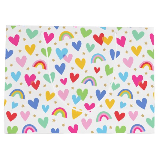 Schattigee Rainbow Love Hearts Stars Valentijn Groot Cadeauzakje (Achterkant)