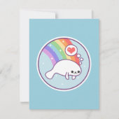 Schattigee Rainbow Manatee verjaardagsuitnodiginge Kaart (Voorkant)