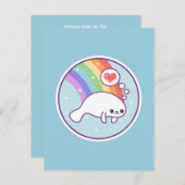 Schattigee Rainbow Manatee verjaardagsuitnodiginge Kaart (Voorkant / Achterkant)