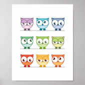 Schattigee Rainbow Owl Nursery Wall Art Poster (Voorkant)