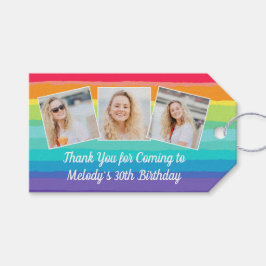 Schattigee Rainbow Photo Collage Custom Verjaardag Cadeaulabel