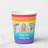 Schattigee Rainbow Photo Collage Custom Verjaardag Papieren Bekers (Achterkant)