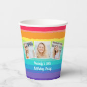 Schattigee Rainbow Photo Collage Custom Verjaardag Papieren Bekers (Voorkant)