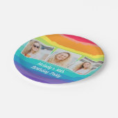 Schattigee Rainbow Photo Collage Custom Verjaardag Papieren Bordje (Gekanteld)