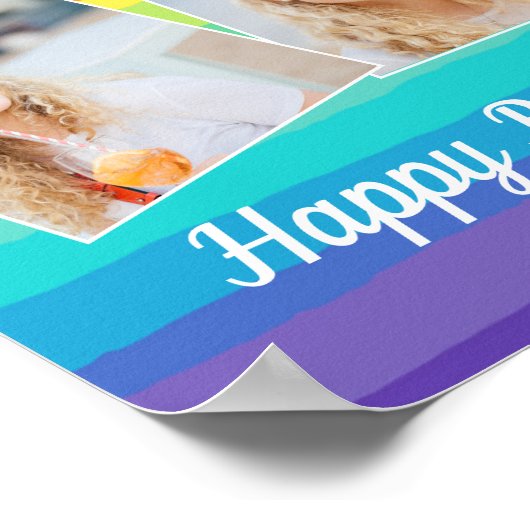 Schattigee Rainbow Photo Collage Custom Verjaardag Poster (Hoek)