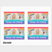 Schattigee Rainbow Photo Collage Custom Verjaardag Rechthoekige Sticker (Vel)