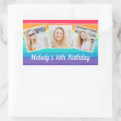 Schattigee Rainbow Photo Collage Custom Verjaardag Rechthoekige Sticker (Tas)