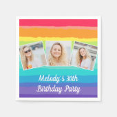 Schattigee Rainbow Photo Collage Custom Verjaardag Servet (Voorkant)