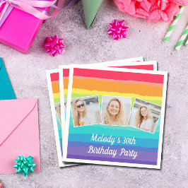 Schattigee Rainbow Photo Collage Custom Verjaardag Servet