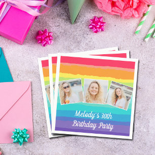 Schattigee Rainbow Photo Collage Custom Verjaardag Servet