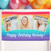 Schattigee Rainbow Photo Collage Custom Verjaardag Spandoek
