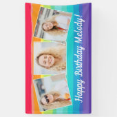 Schattigee Rainbow Photo Collage Custom Verjaardag Spandoek (Verticaal)
