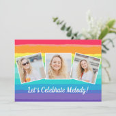 Schattigee Rainbow Photo Collage Verjaardagsfeest Kaart (Staand voorkant)