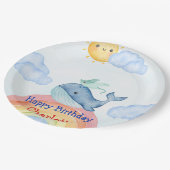 Schattigee Rainbow Stingray Whale Fish Verjaardags Papieren Bordje (Gekanteld)