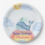 Schattigee Rainbow Stingray Whale Fish Verjaardags Papieren Bordje (Voorkant)