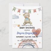 Schattigee Rainbow teddy Bear ballon baby boy show Kaart (Voorkant)