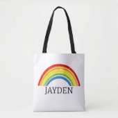 Schattigee Rainbow Theme gepersonaliseerd Tote Bag (Voorkant)