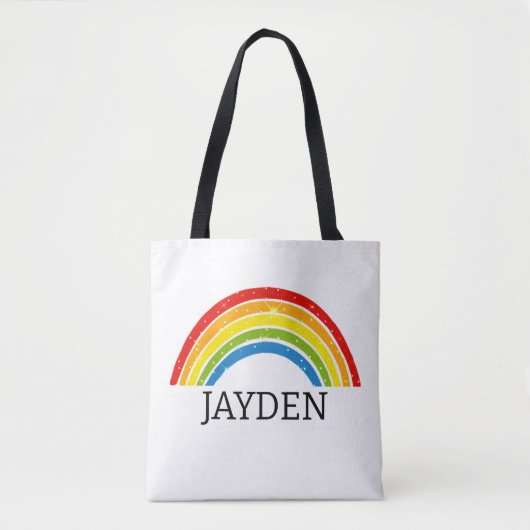 Schattigee Rainbow Theme gepersonaliseerd Tote Bag (Voorkant)