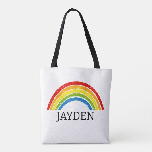 Schattigee Rainbow Theme gepersonaliseerd Tote Bag (Achterkant)