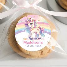 Schattigee Rainbow Unicorn 1e Verjaardag Bedankt F