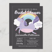 Schattigee Rainbow Unicorn bruidsdouche uitnodigin Kaart (Voorkant / Achterkant)