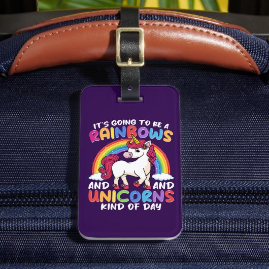 Schattigee Rainbow Unicorn Cool Verjaardag Cadeau  Bagagelabel (Voorkant Insitu 2)