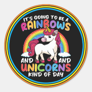 Schattigee Rainbow Unicorn Cool Verjaardag Cadeau Ronde Sticker