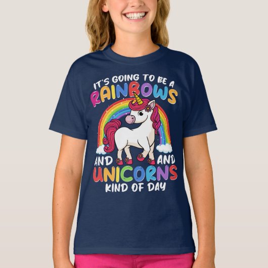 Schattigee Rainbow Unicorn Cool Verjaardag Cadeau T-shirt (Voorkant)