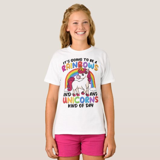 Schattigee Rainbow Unicorn Cool Verjaardag Cadeau  T-shirt (Voorkant volledig)