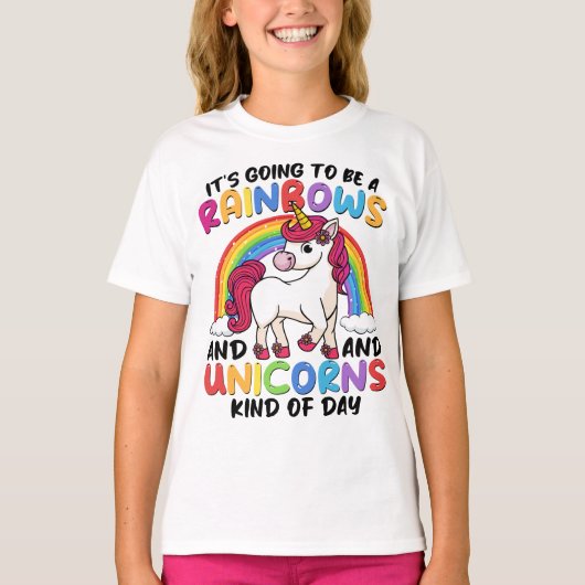 Schattigee Rainbow Unicorn Cool Verjaardag Cadeau  T-shirt (Voorkant)