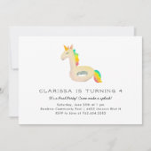 Schattigee Rainbow Unicorn Floatie Pool Verjaardag Kaart (Voorkant)