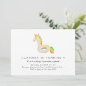 Schattigee Rainbow Unicorn Floatie Pool Verjaardag Kaart (Staand voorkant)