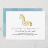 Schattigee Rainbow Unicorn Floatie Pool Verjaardag Kaart (Voorkant / Achterkant)