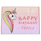 Schattigee Rainbow Unicorn Glitter Verjaardag Kind Groot Cadeauzakje (Voorkant)