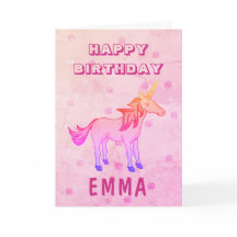 Schattigee Rainbow Unicorn Happy Birthday Naam