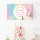 Schattigee Rainbow Unicorn magische verjaardag wel Spandoek (Insitu)