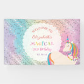 Schattigee Rainbow Unicorn magische verjaardag wel Spandoek (Horizontaal)