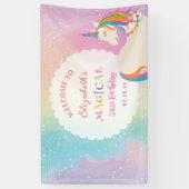 Schattigee Rainbow Unicorn magische verjaardag wel Spandoek (Verticaal)