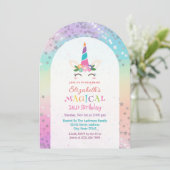 Schattigee Rainbow Unicorn magische verjaardagsfee Kaart (Staand voorkant)