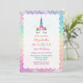 Schattigee Rainbow Unicorn magische verjaardagsfee Kaart (Staand voorkant)