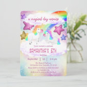 Schattigee Rainbow Unicorn Pastel Verjaardagsuitno Feestdagenkaart (Staand voorkant)