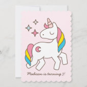Schattigee Rainbow Unicorn Sparkles Verjaardagsuit Kaart (Achterkant)