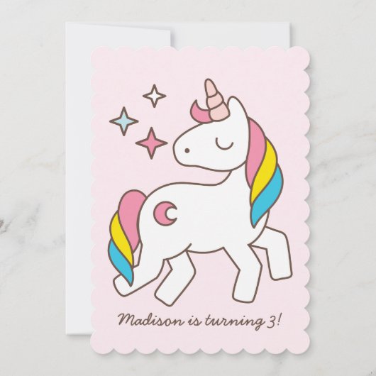 Schattigee Rainbow Unicorn Sparkles Verjaardagsuit Kaart (Achterkant)