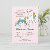 Schattigee Rainbow Unicorn Sparkles Verjaardagsuit Kaart (Staand voorkant)