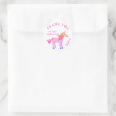 Schattigee Rainbow Unicorn Verjaardag Dank u Ronde Sticker (Tas)