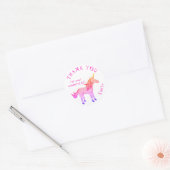 Schattigee Rainbow Unicorn Verjaardag Dank u Ronde Sticker (Envelop)