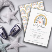 Schattigee Rainbow Waterverf Jongen Baby shower Ui Kaart